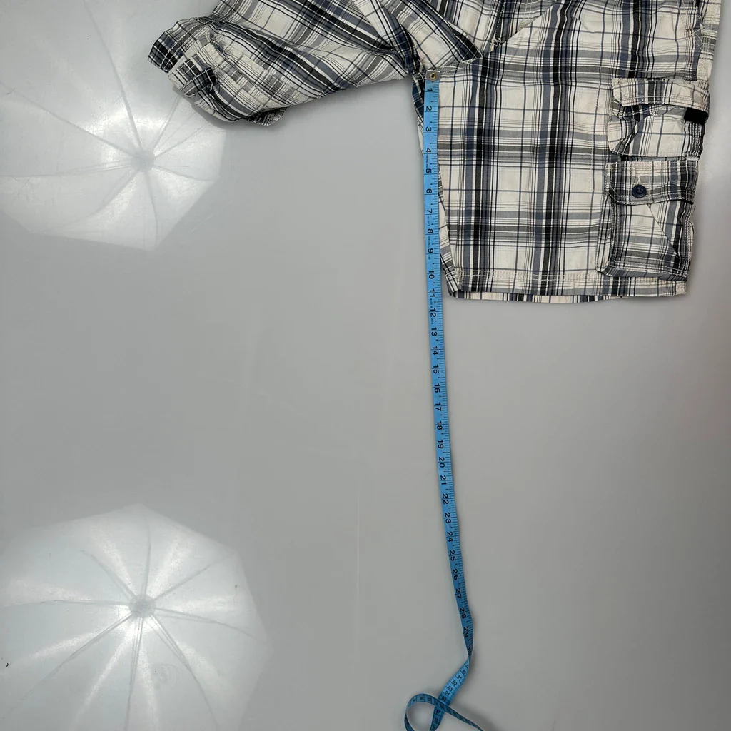 Lee Checked Cargo Shorts - 36W 10L Grey Cotton - Image 5