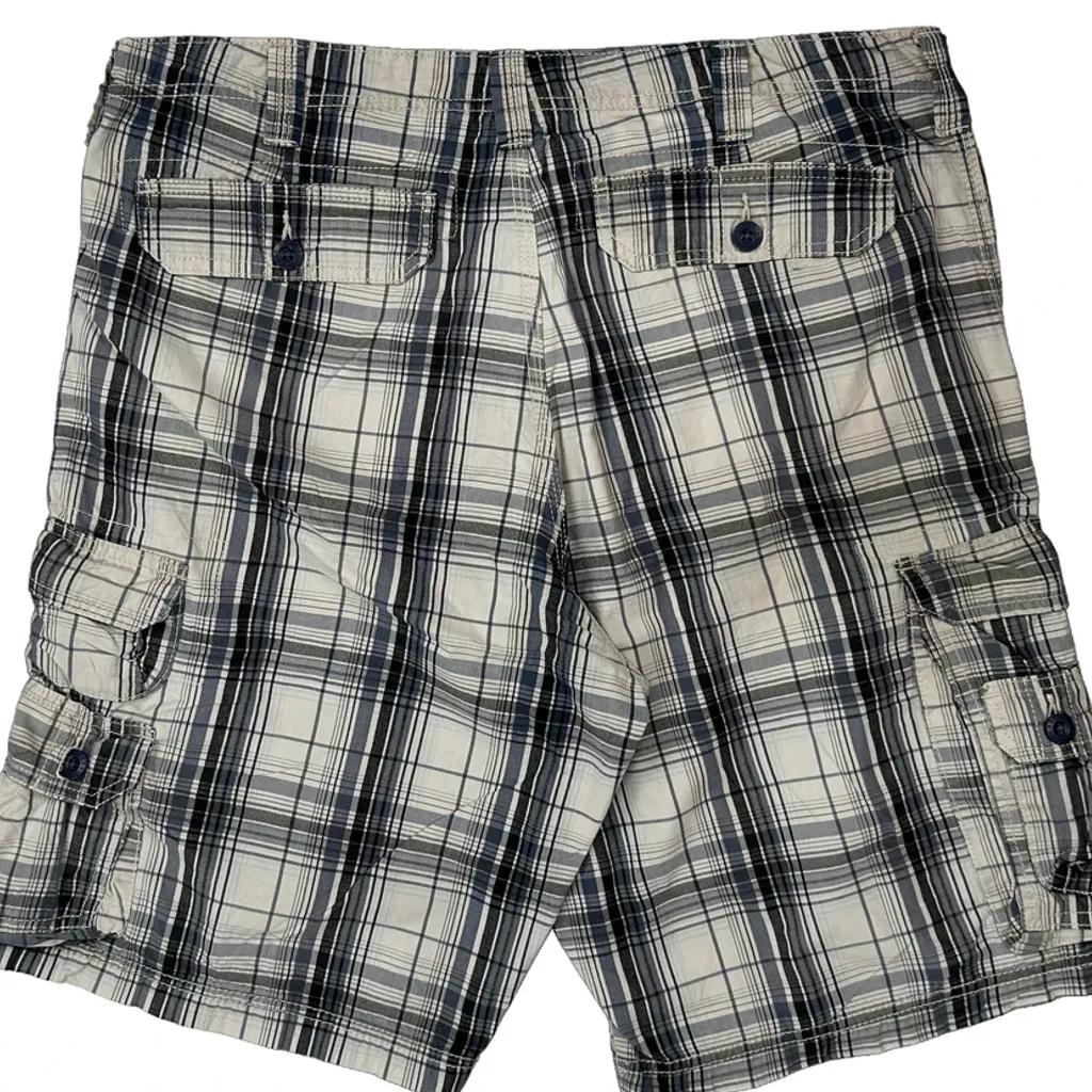 Lee Checked Cargo Shorts - 36W 10L Grey Cotton - Image 7