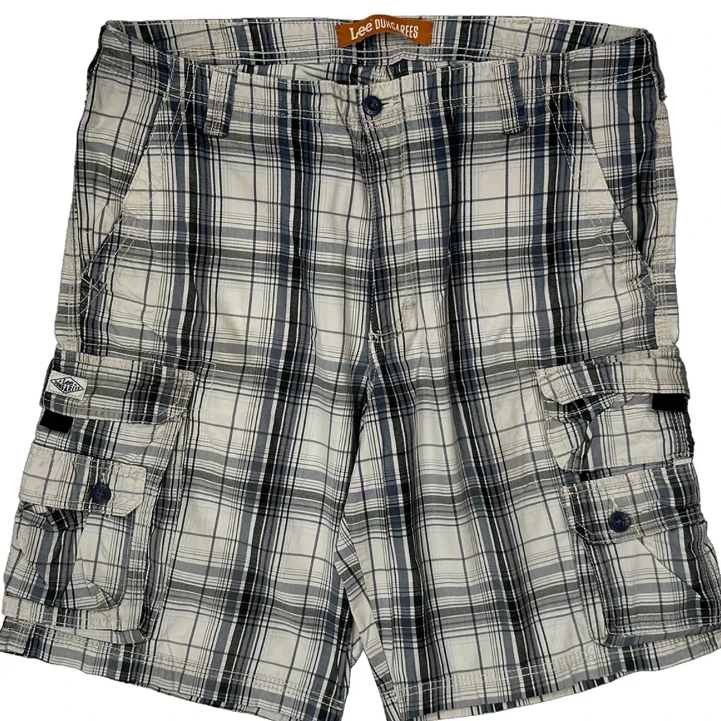 Lee Checked Cargo Shorts - 36W 10L Grey Cotton - Image 9