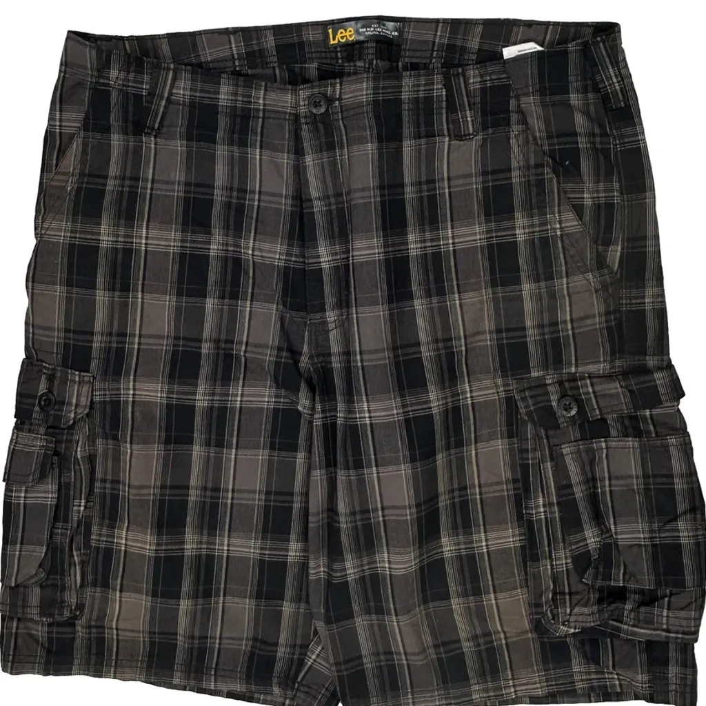 Lee Checked Cargo Shorts - 40W 11L Grey Cotton - Image 10