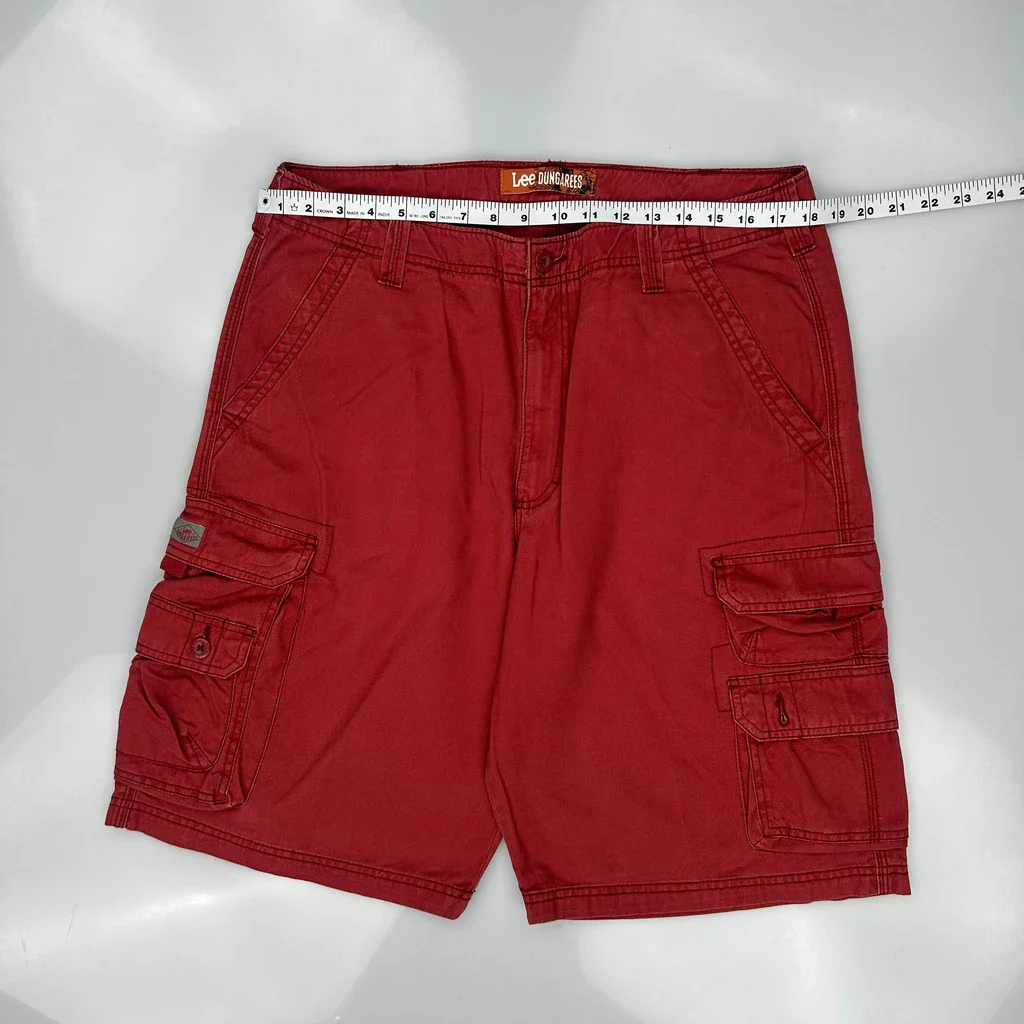 Lee Cargo Shorts - 36W 10L Red Cotton - Image 3