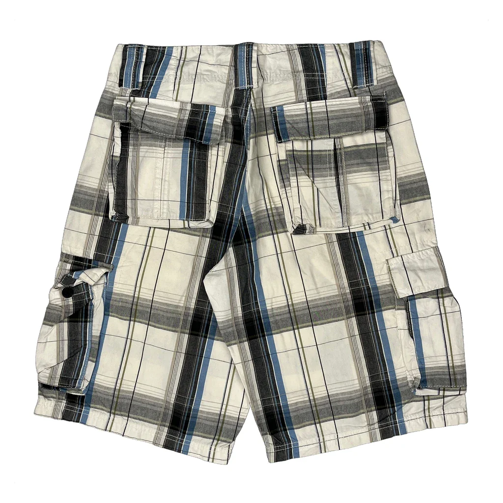Lee Checked Cargo Shorts - 30W 10L White Cotton