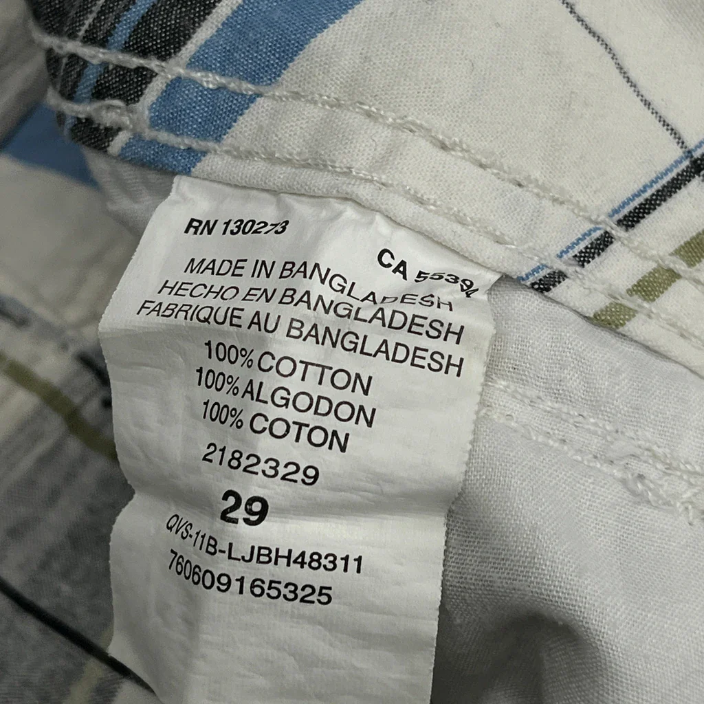 Lee Checked Cargo Shorts - 30W 10L White Cotton - Image 6