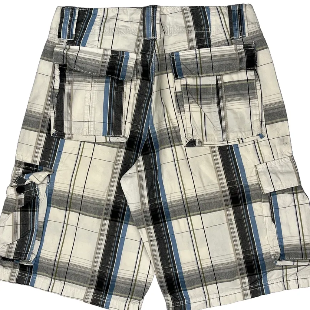 Lee Checked Cargo Shorts - 30W 10L White Cotton - Image 8