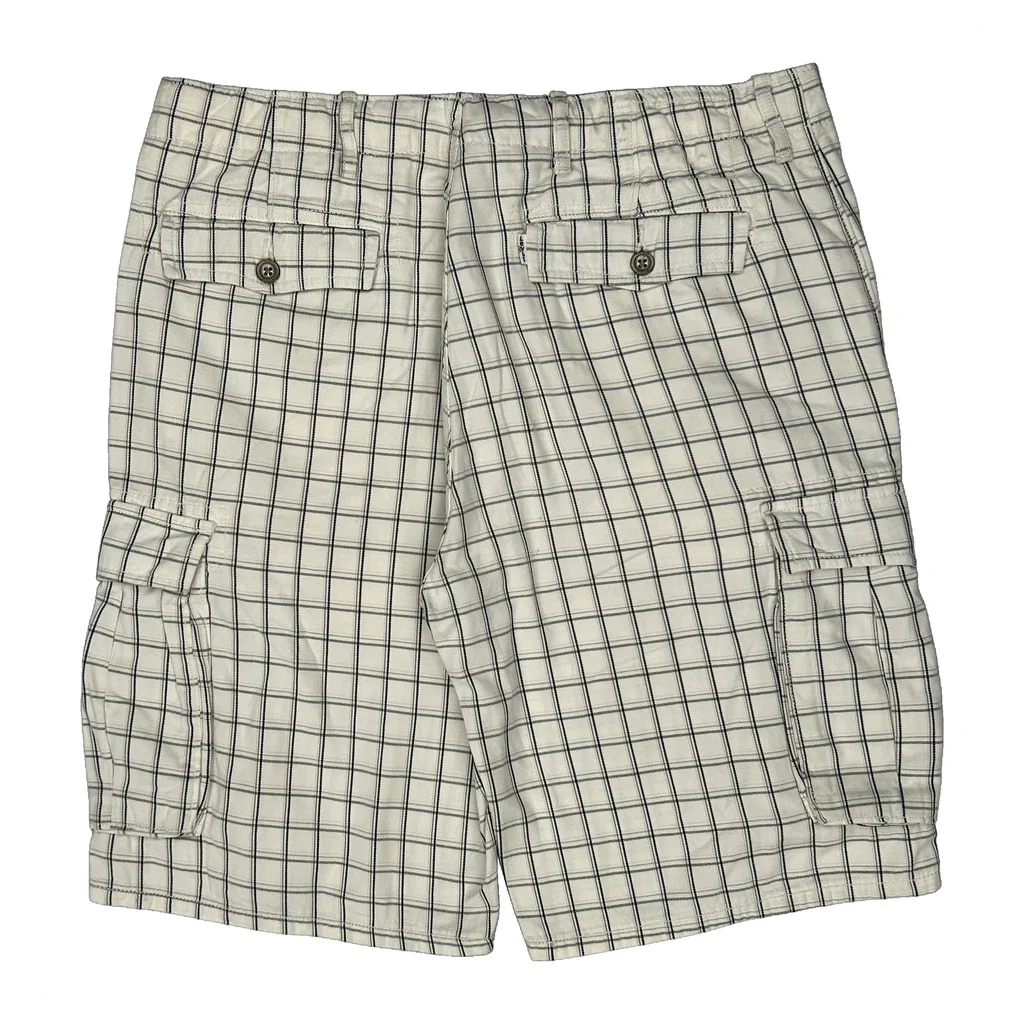 Lee Checked Cargo Shorts - 34W 8L White Cotton