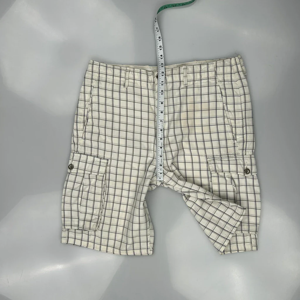 Lee Checked Cargo Shorts - 34W 8L White Cotton - Image 4