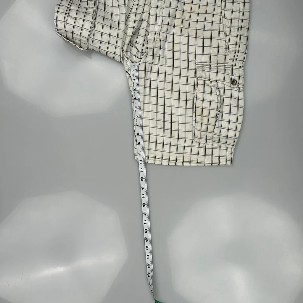 Lee Checked Cargo Shorts - 34W 8L White Cotton - Image 5