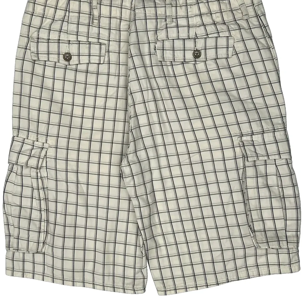 Lee Checked Cargo Shorts - 34W 8L White Cotton - Image 6
