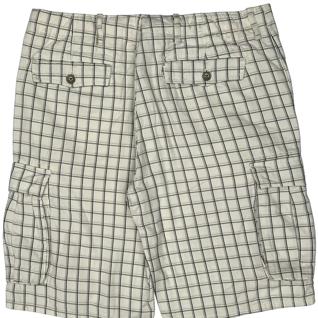 Lee Checked Cargo Shorts - 34W 8L White Cotton - Image 7