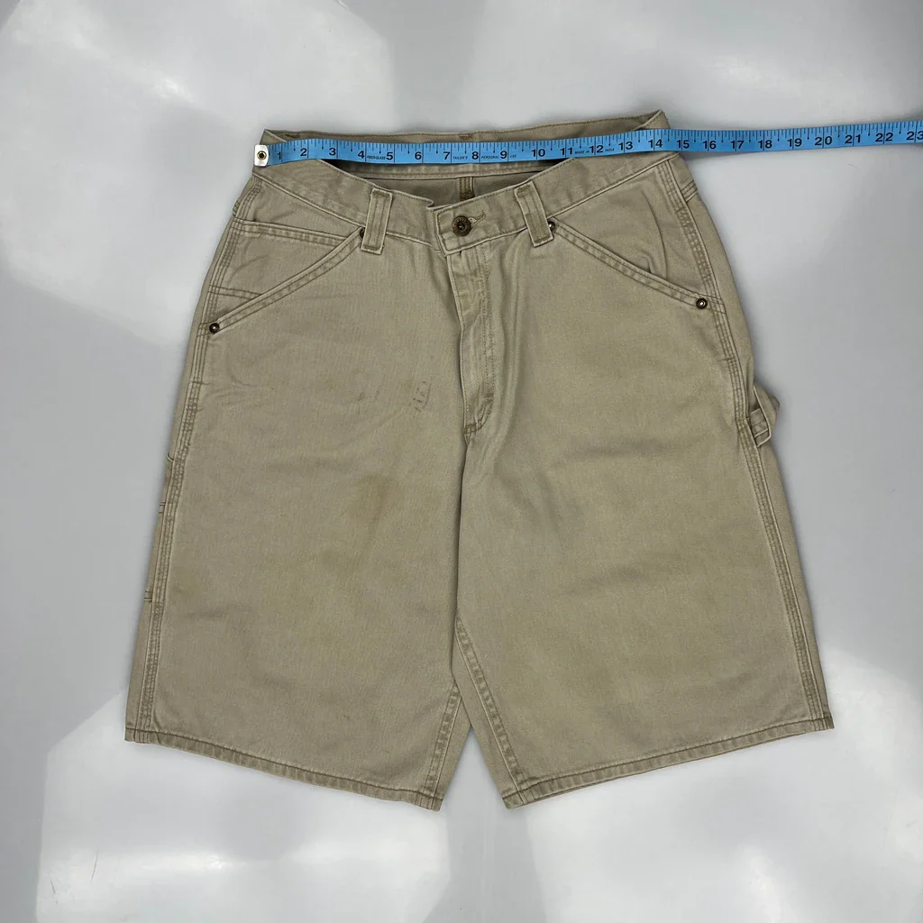 Lee Carpenter Shorts - 28W 11L Beige Cotton - Image 3