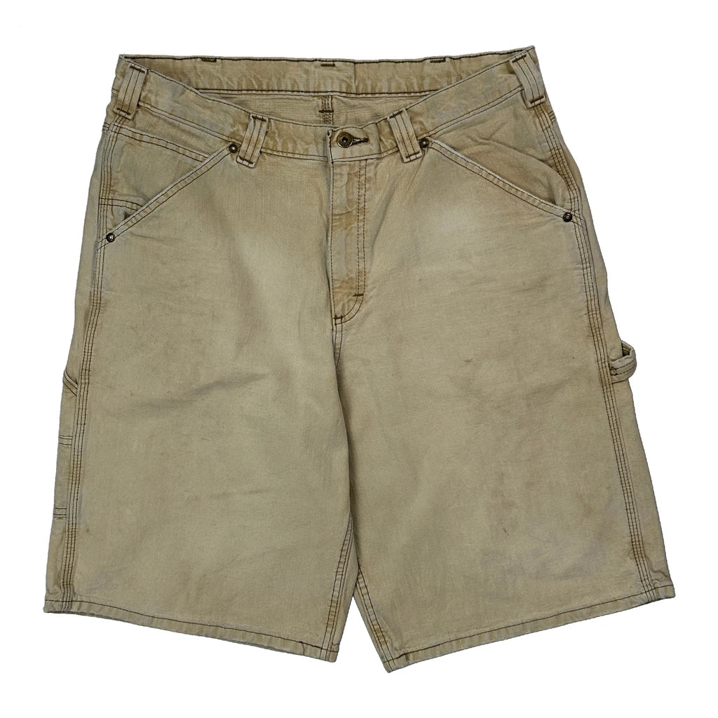Lee Carpenter Shorts - 34W 10L Beige Cotton - Image 2