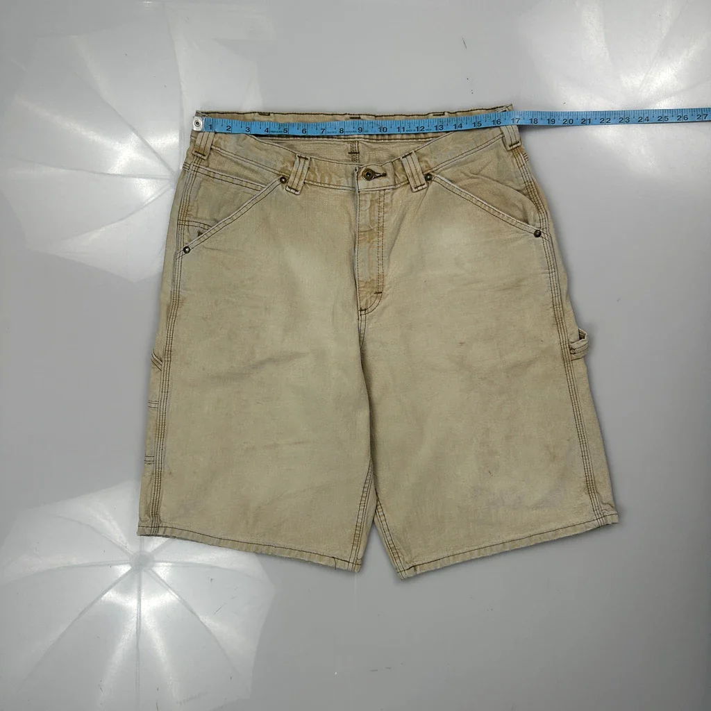 Lee Carpenter Shorts - 34W 10L Beige Cotton - Image 3