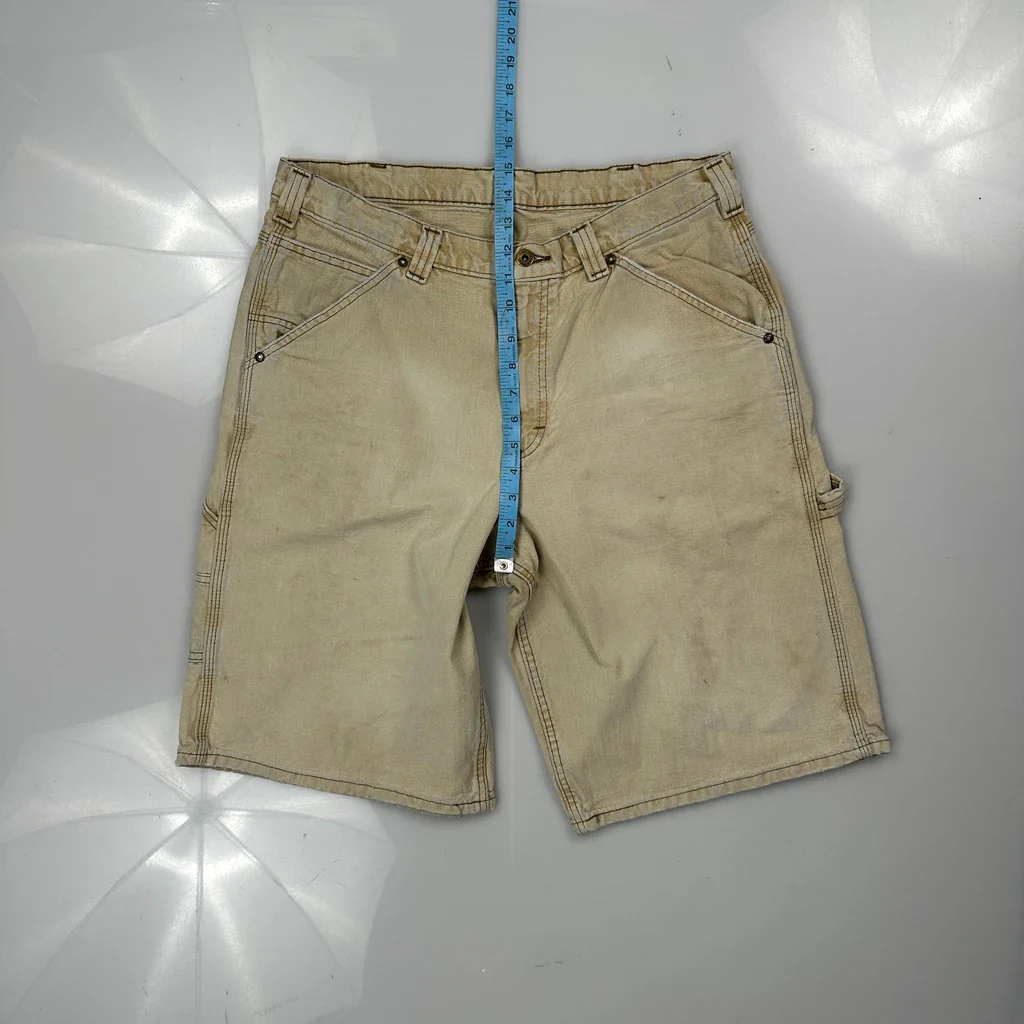 Lee Carpenter Shorts - 34W 10L Beige Cotton - Image 4