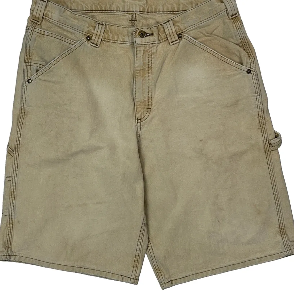 Lee Carpenter Shorts - 34W 10L Beige Cotton - Image 9