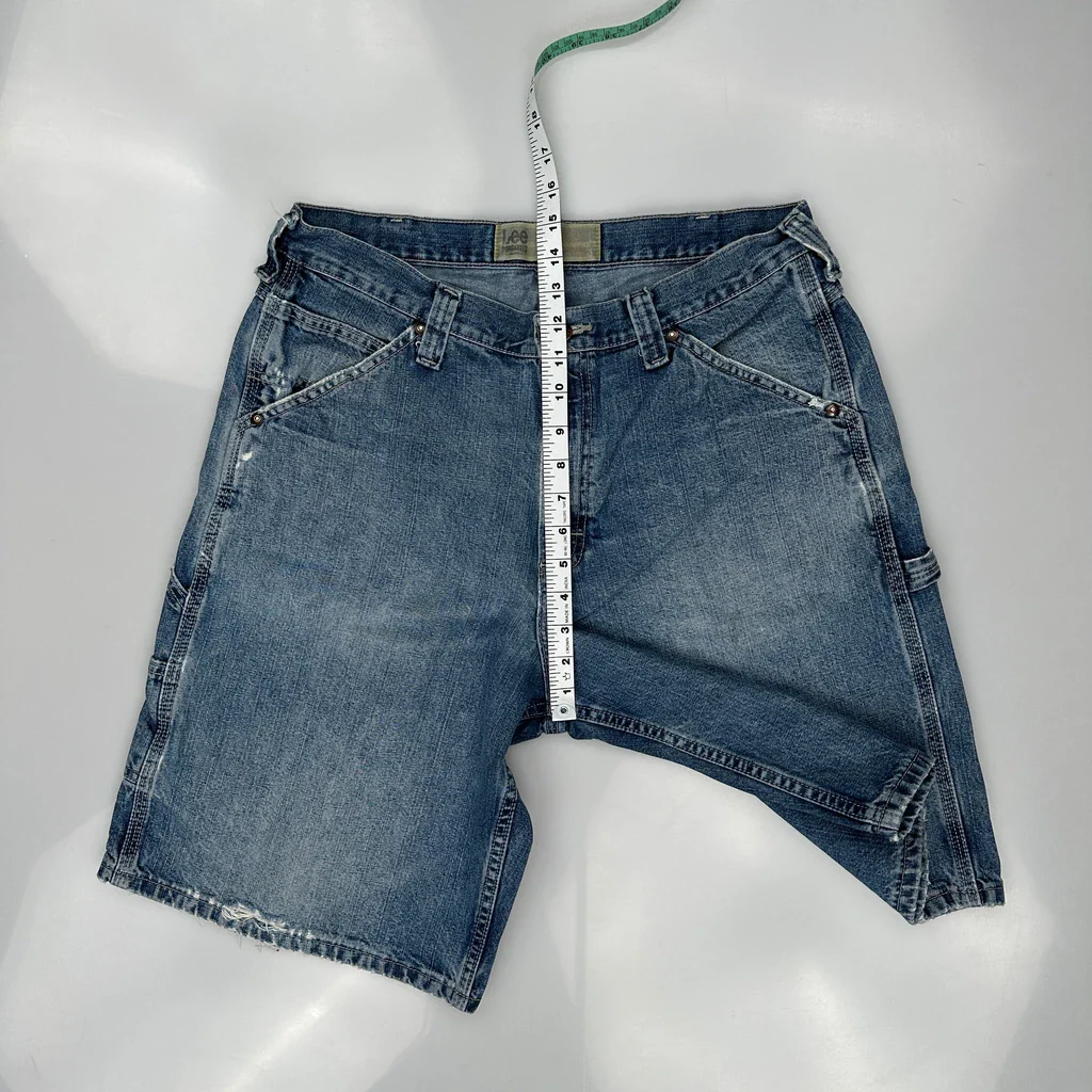 Lee Double Knee Carpenter Shorts - 36W 10L Blue Denim - Image 4