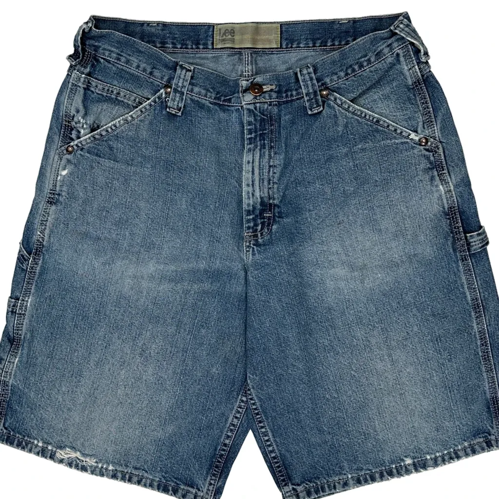 Lee Double Knee Carpenter Shorts - 36W 10L Blue Denim - Image 8
