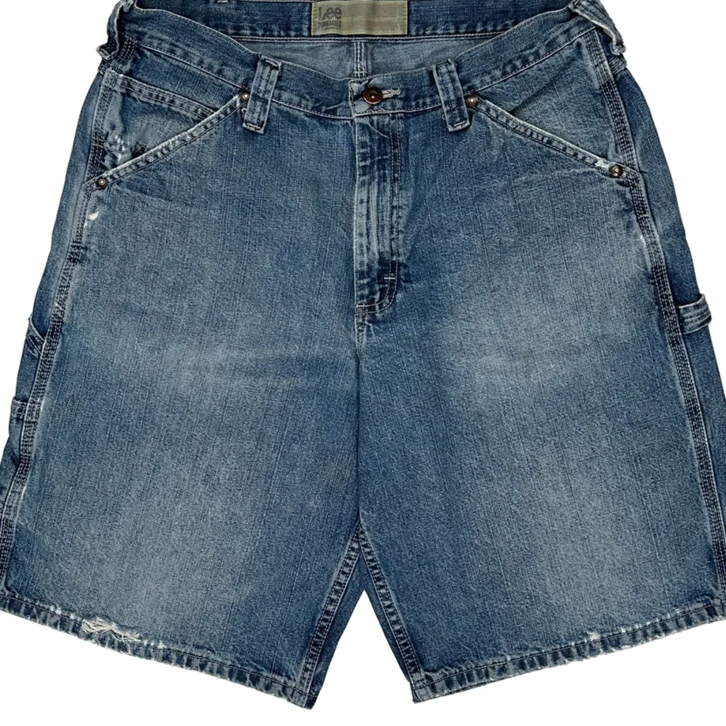 Lee Double Knee Carpenter Shorts - 36W 10L Blue Denim - Image 9
