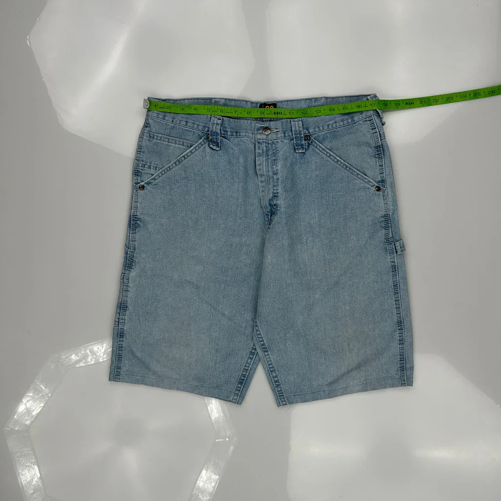 Lee Carpenter Shorts - 34W 11L Light Wash Cotton - Image 3