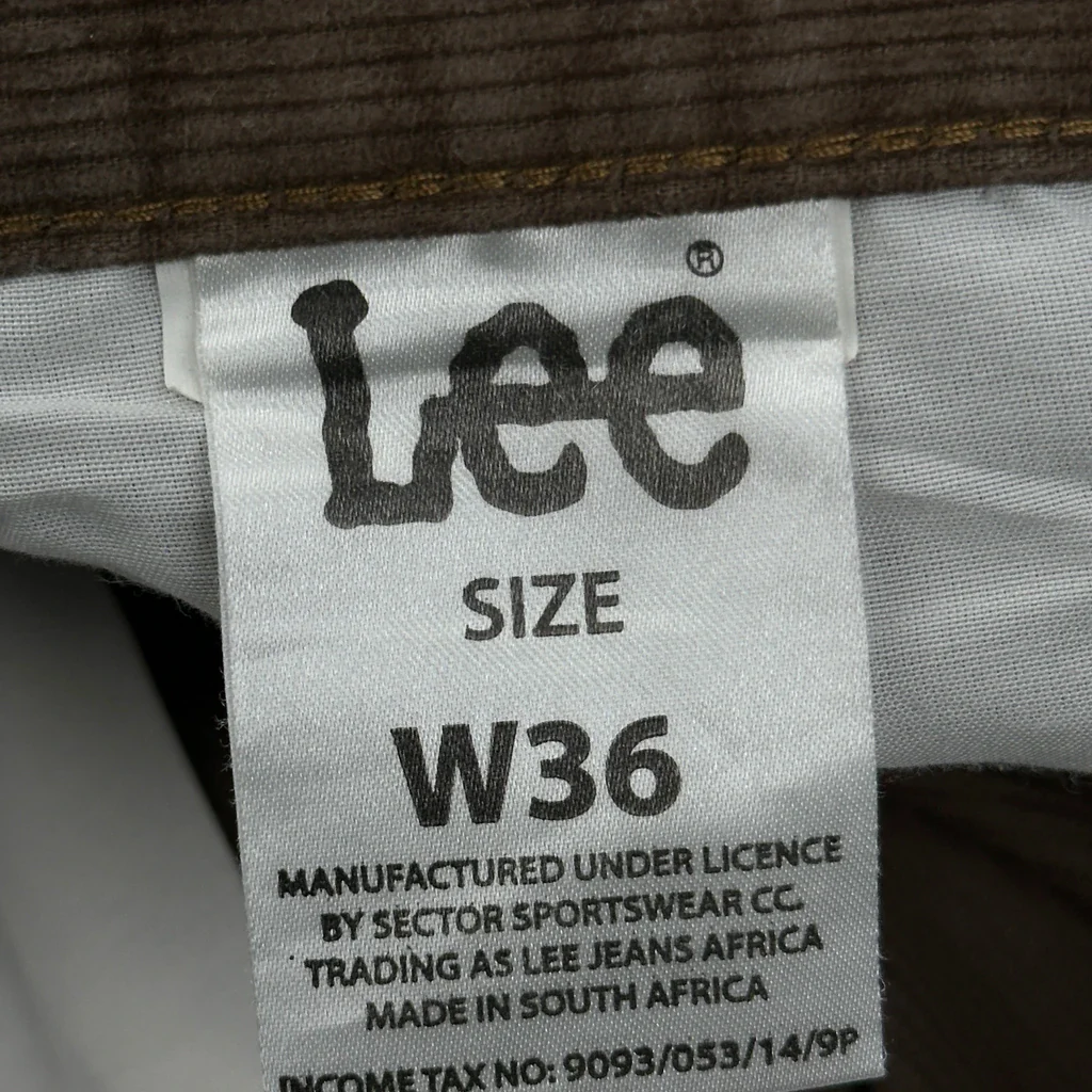 Lee Cord Trousers - 36″ Waist Brown Cotton - Image 7