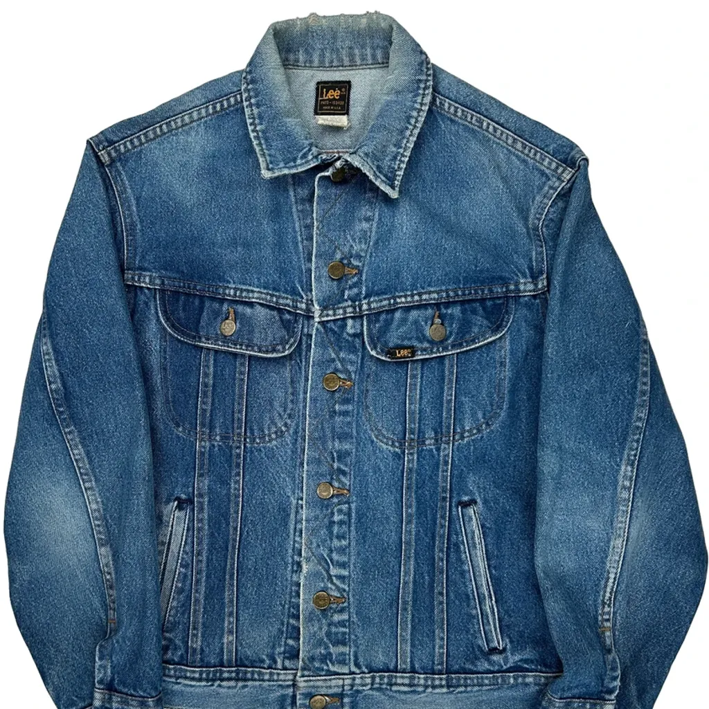 1980s Made In USA Lee Denim Jacket - Medium Blue Denim - Image 5