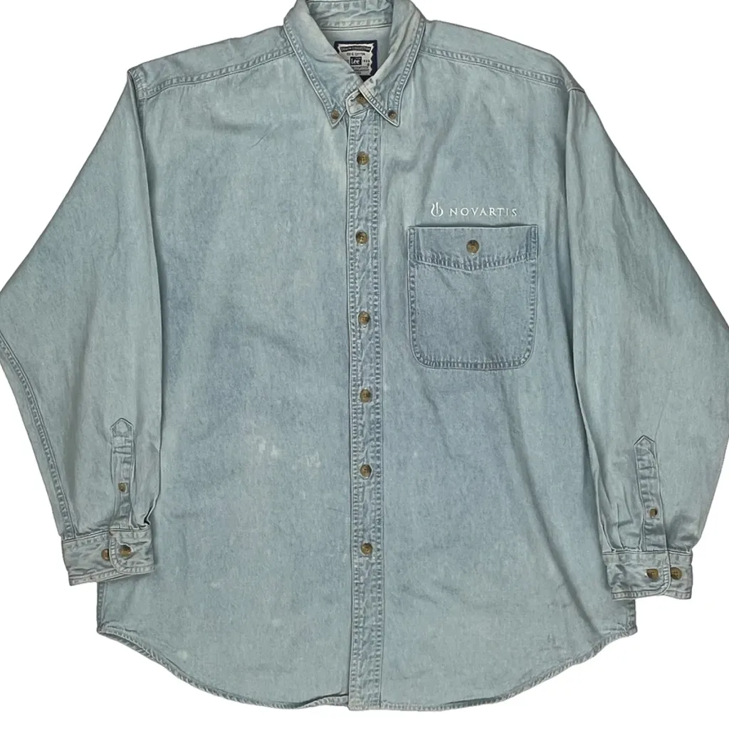 Lee Denim Shirt - Large Light Wash Cotton - Image 5