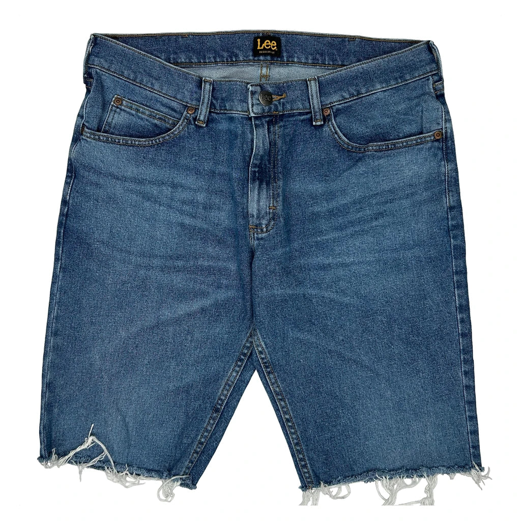Lee Cut Off Denim Shorts - 34W 10L Blue Denim - Image 2