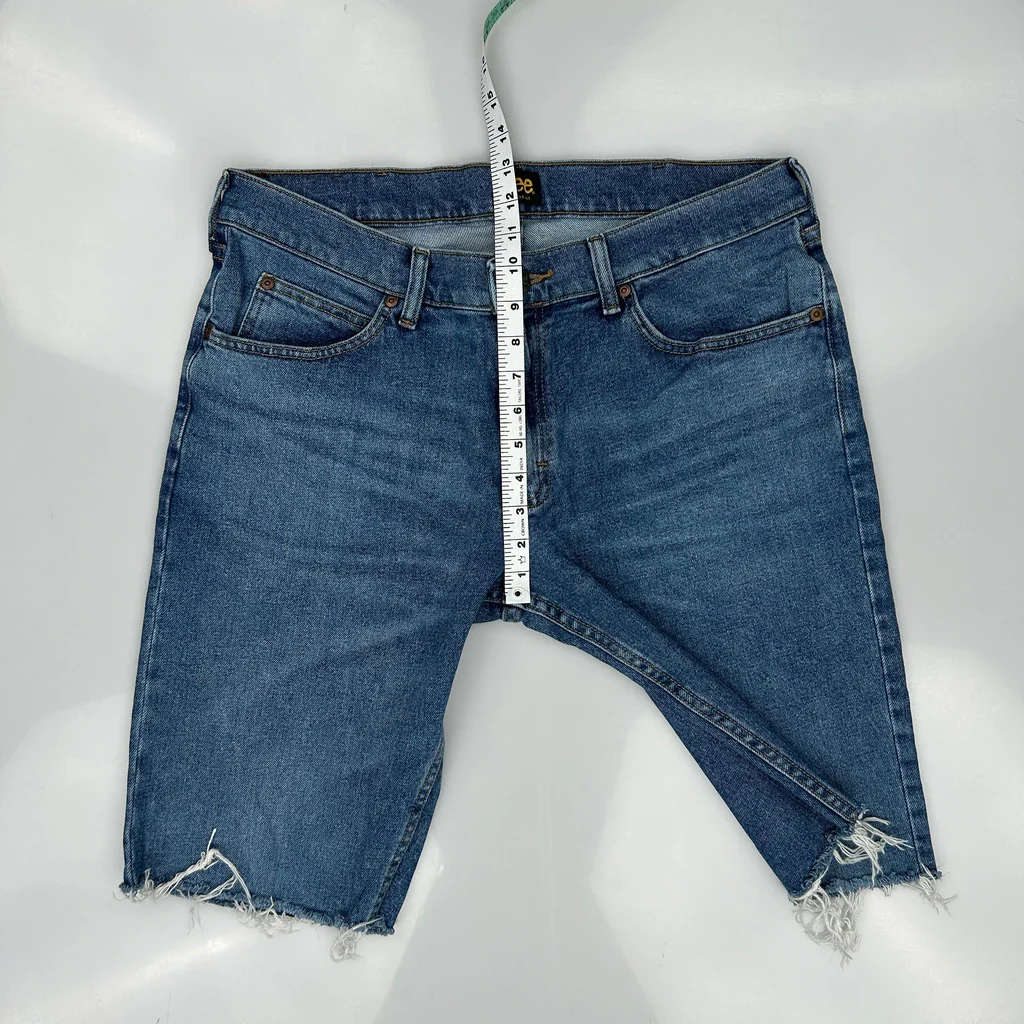 Lee Cut Off Denim Shorts - 34W 10L Blue Denim - Image 4