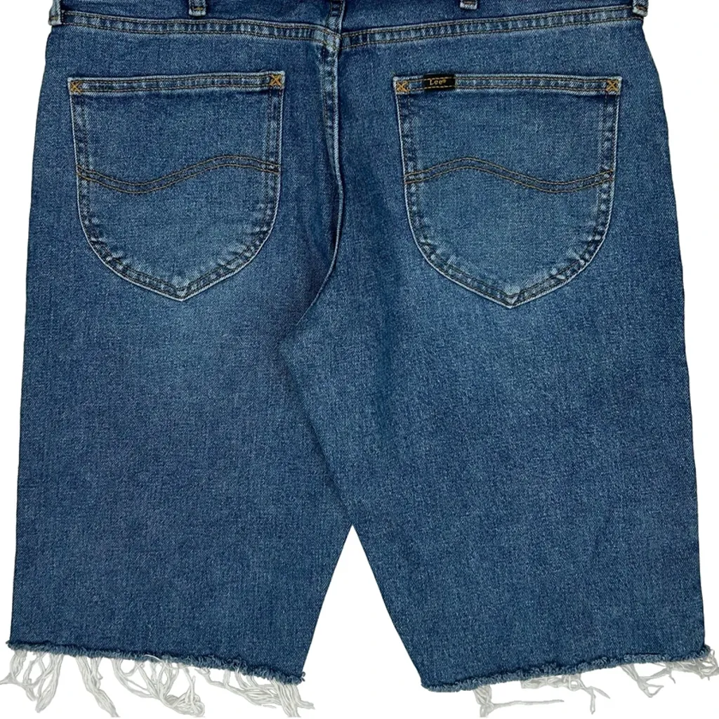Lee Cut Off Denim Shorts - 34W 10L Blue Denim - Image 7