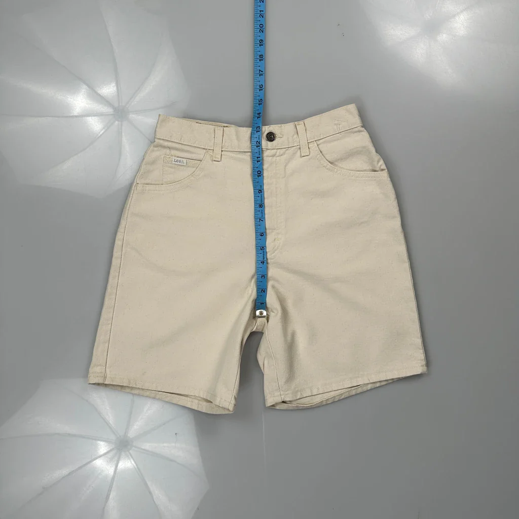 Lee Baggy Denim Shorts - 28W 6L Cream Cotton - Image 4
