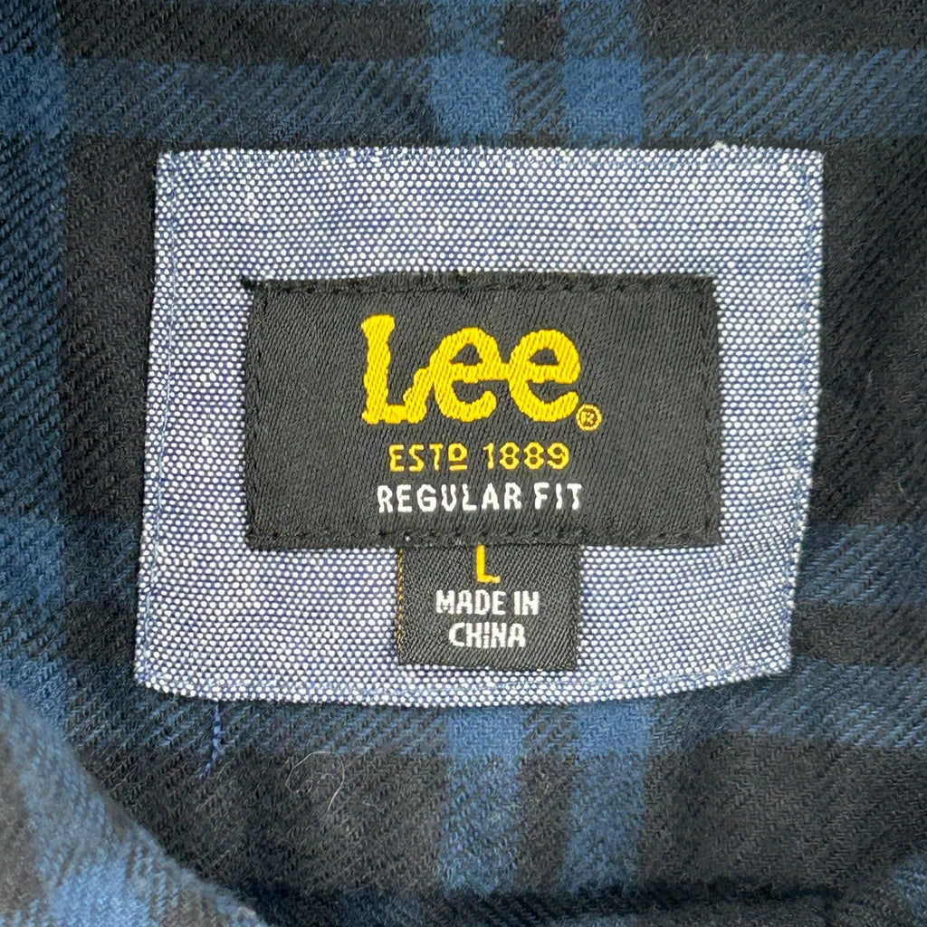 Lee Checked Flannel Shirt - Large Blue Cotton - Image 3