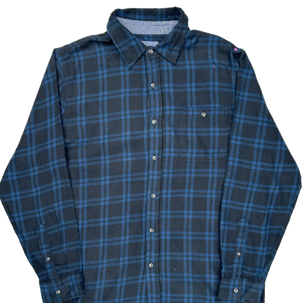 Lee Checked Flannel Shirt - Large Blue Cotton - Image 4