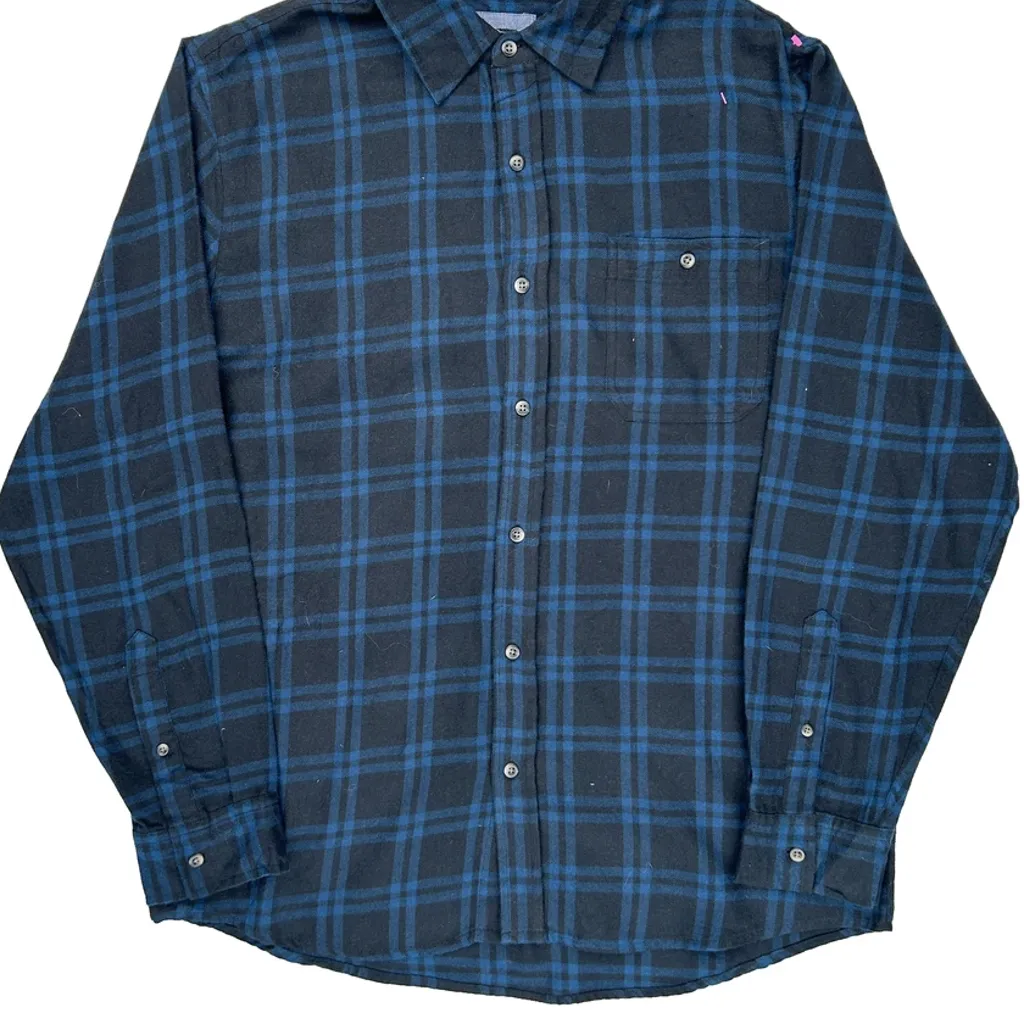Lee Checked Flannel Shirt - Large Blue Cotton - Image 5