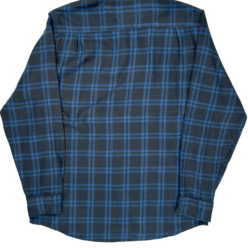 Lee Checked Flannel Shirt - Large Blue Cotton - Image 7