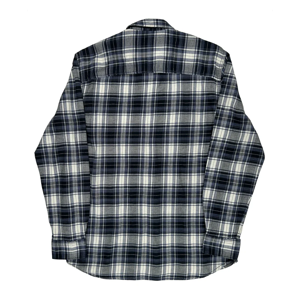 Lee Checked Flannel Shirt - Large Gray Cotton - Image 2