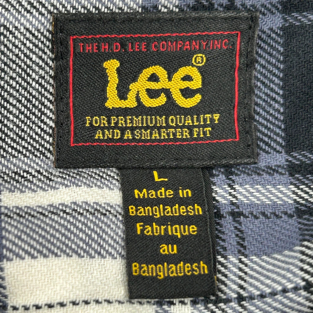 Lee Checked Flannel Shirt - Large Gray Cotton - Image 3