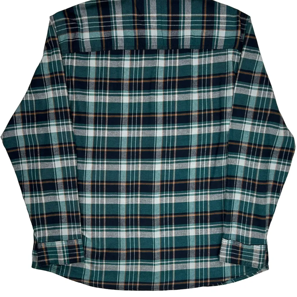 Lee Checked Flannel Shirt - 2XL Green Cotton - Image 6