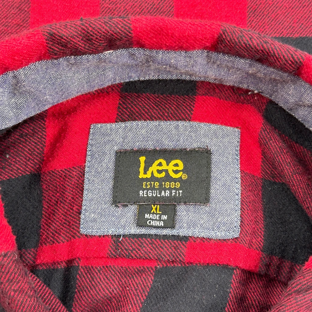 Lee Checked Flannel Shirt - XL Red Cotton - Image 3