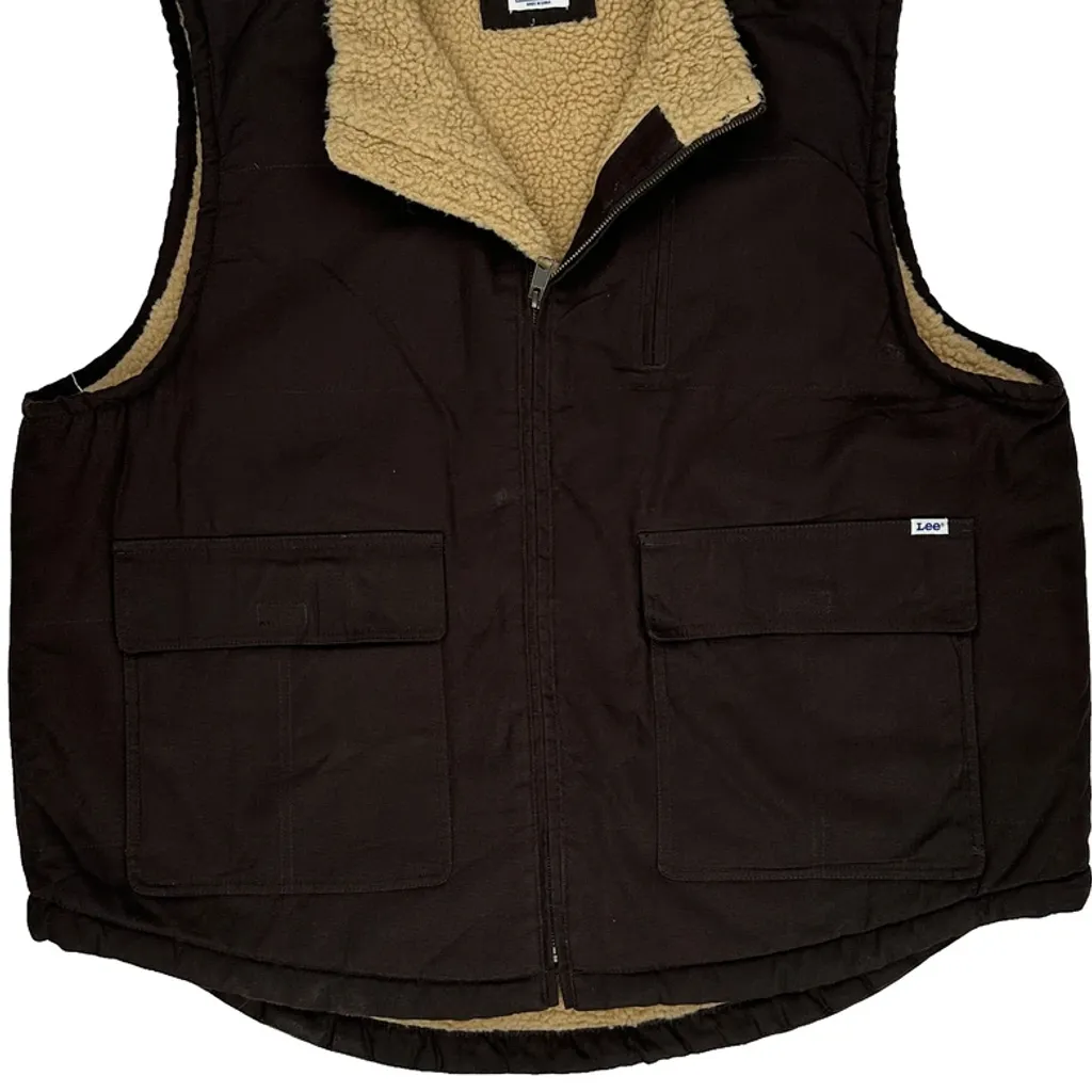 Lee Sherpa Lined Gilet - 2XL Brown Cotton - Image 4