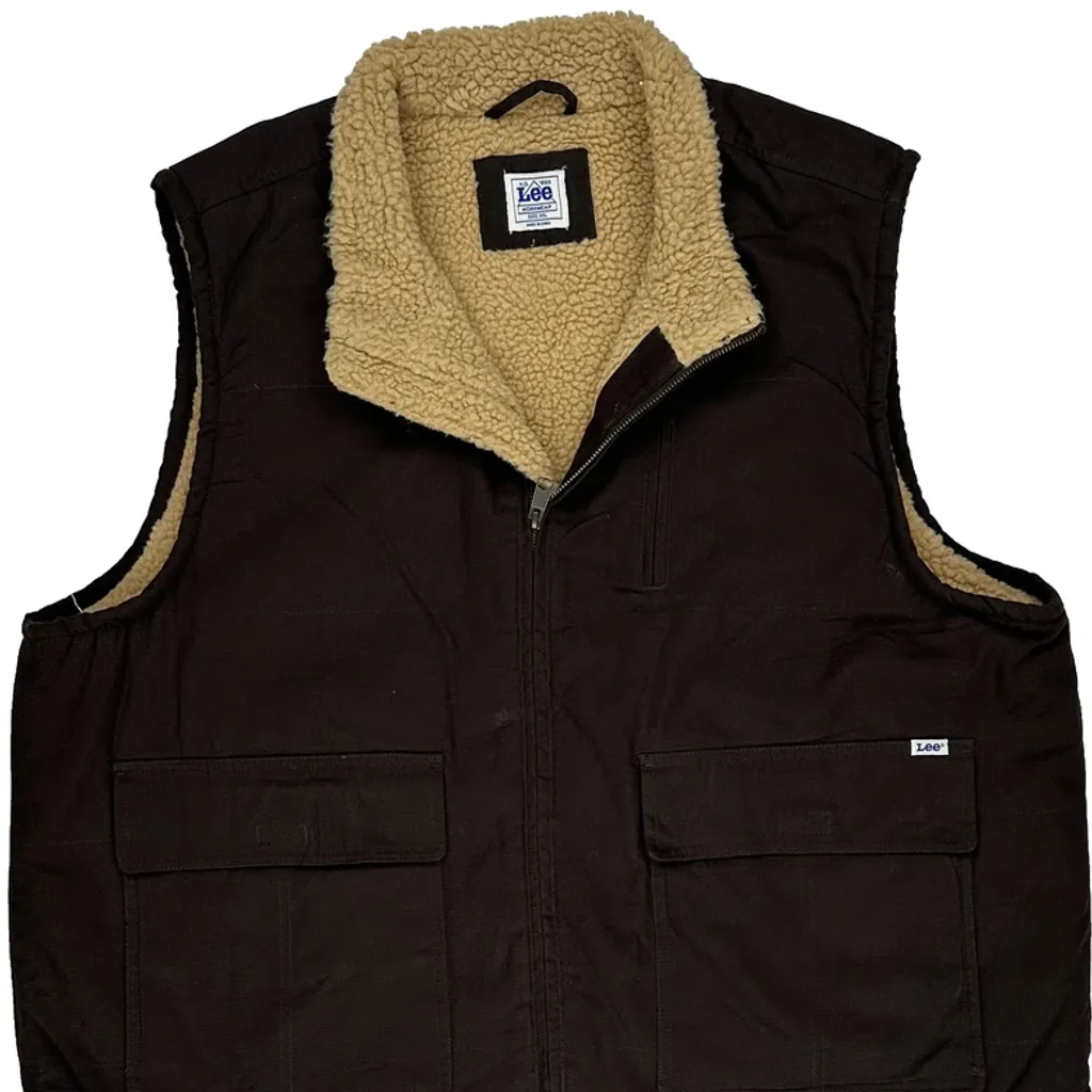 Lee Sherpa Lined Gilet - 2XL Brown Cotton - Image 5