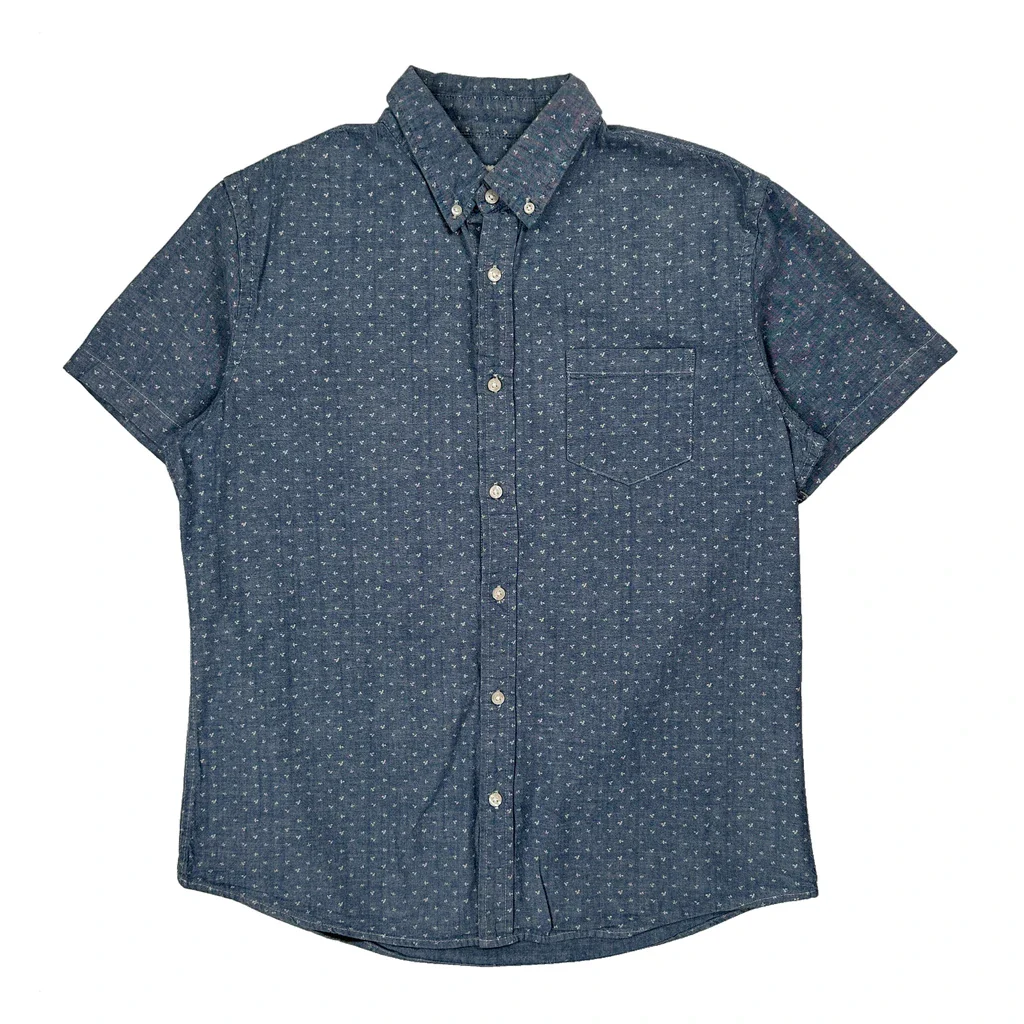 Lee Short Sleeve Shirt - Large Blue Cotton