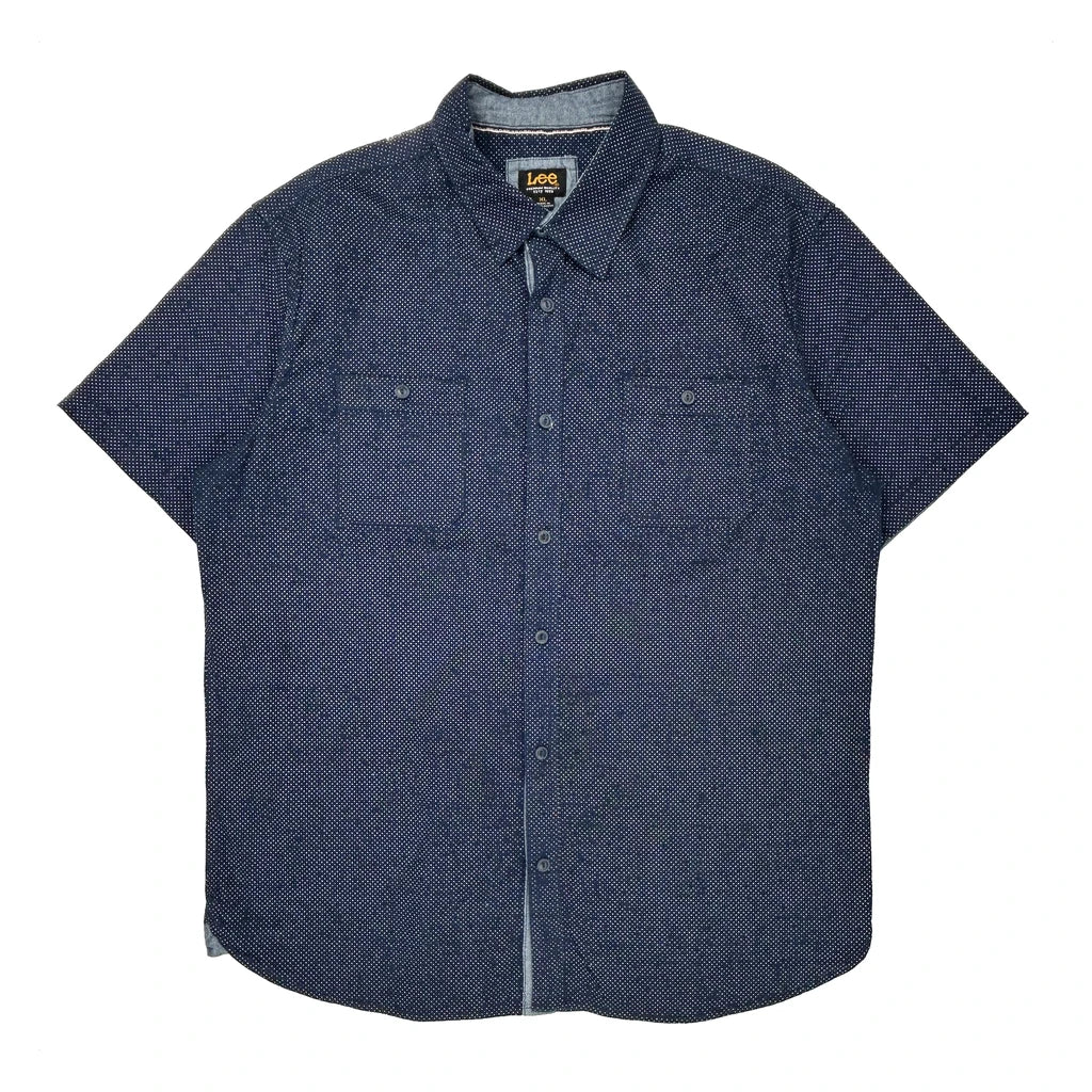 Lee Polka Dot Short Sleeve Shirt - XL Blue Cotton