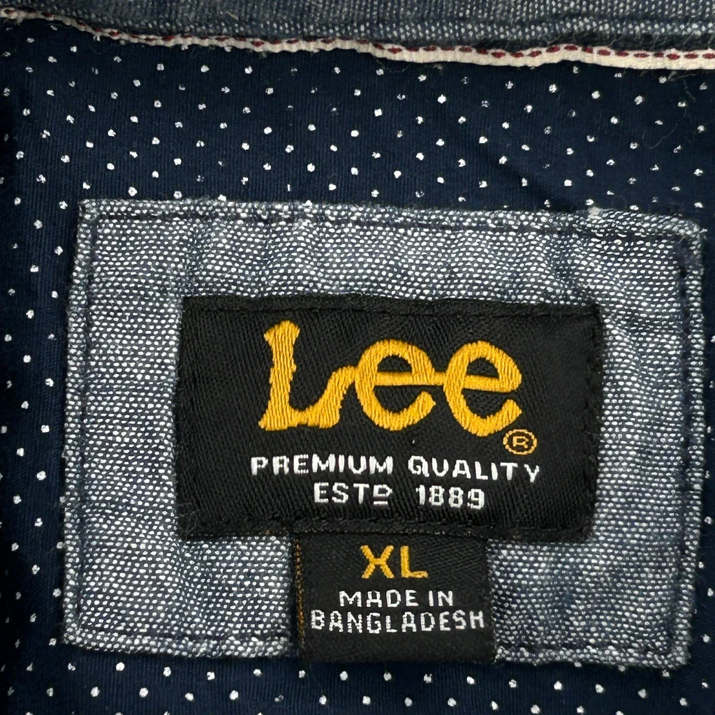 Lee Polka Dot Short Sleeve Shirt - XL Blue Cotton - Image 3
