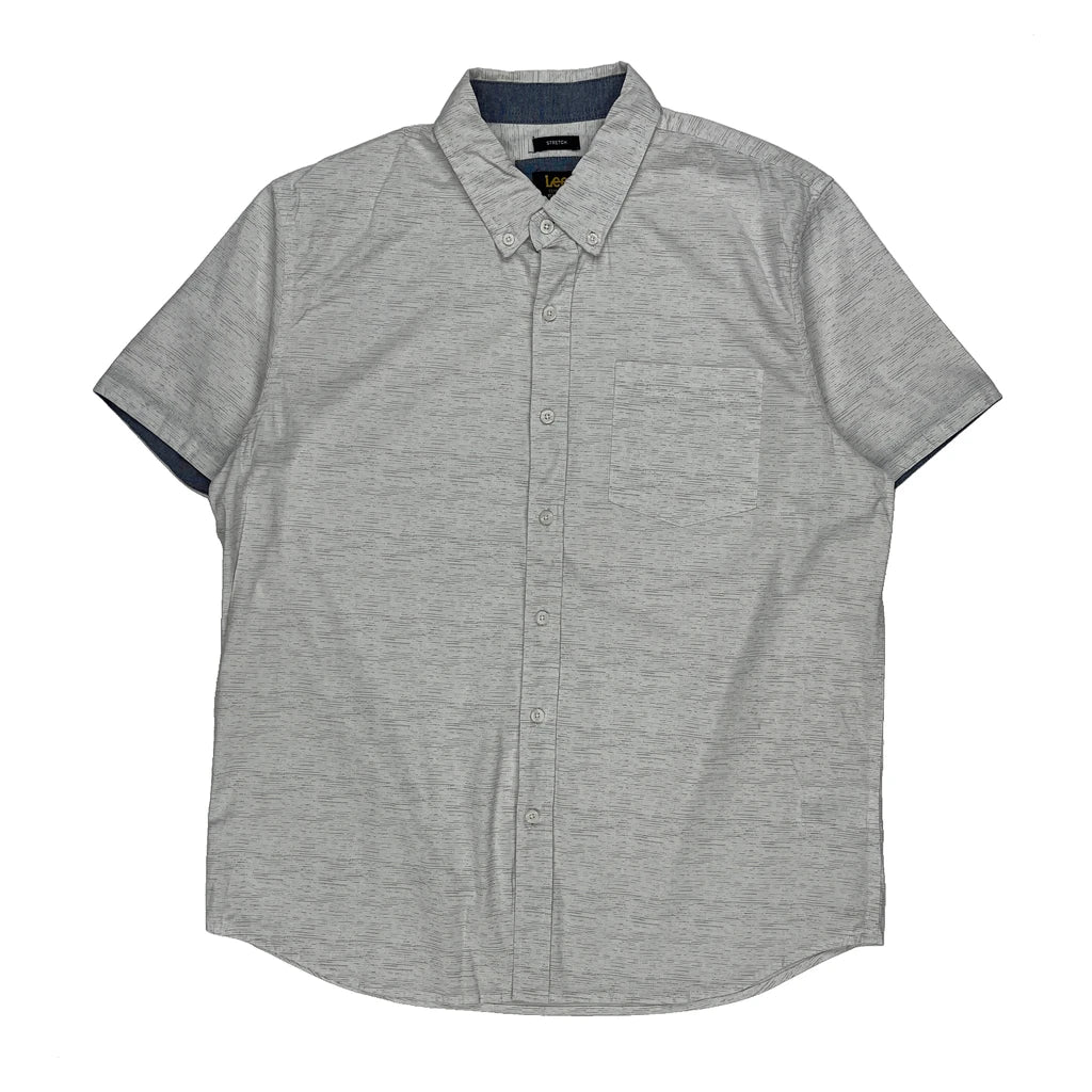 Lee Short Sleeve Shirt - Large Grey Cotton