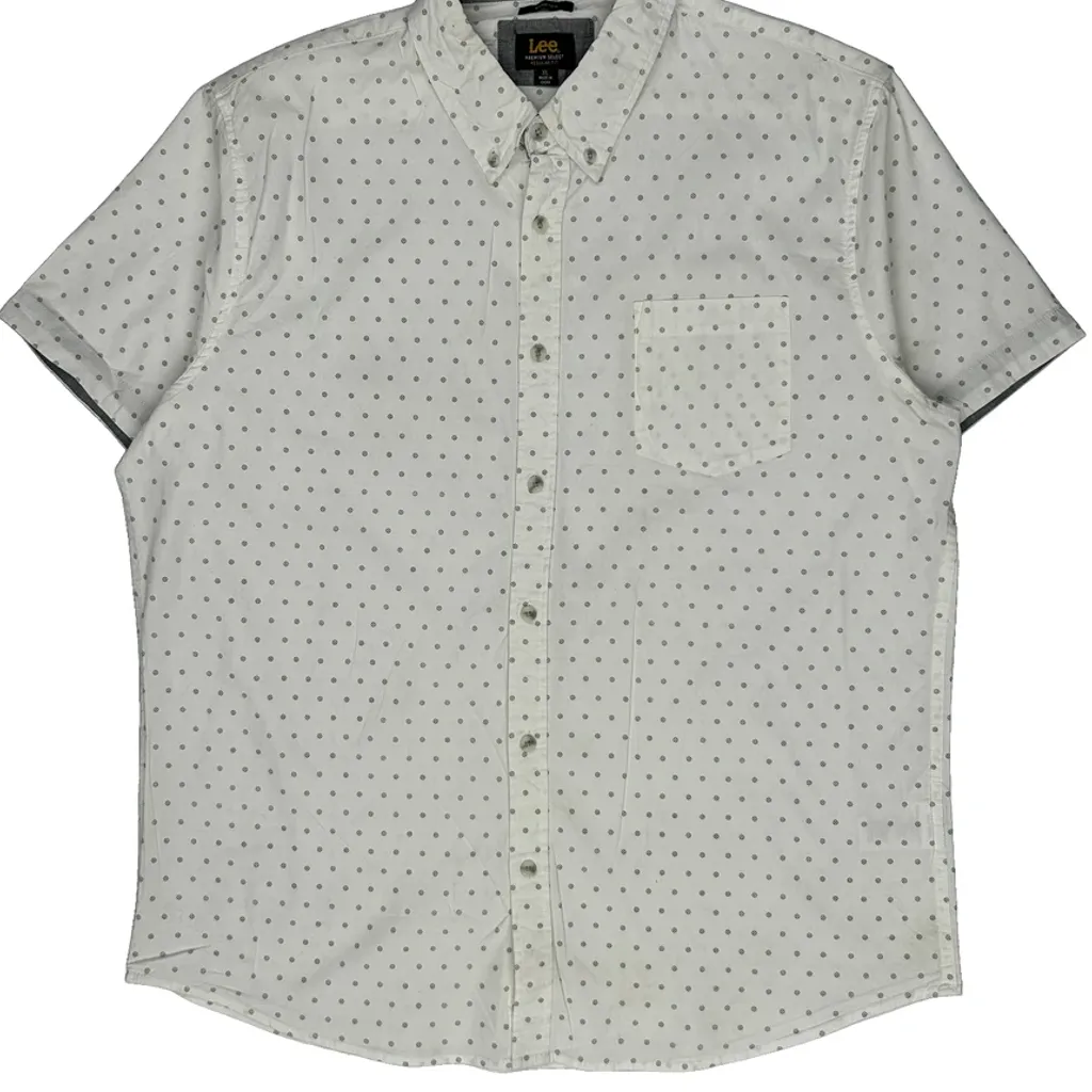 Lee Polka Dot Short Sleeve Shirt - XL White Cotton - Image 5