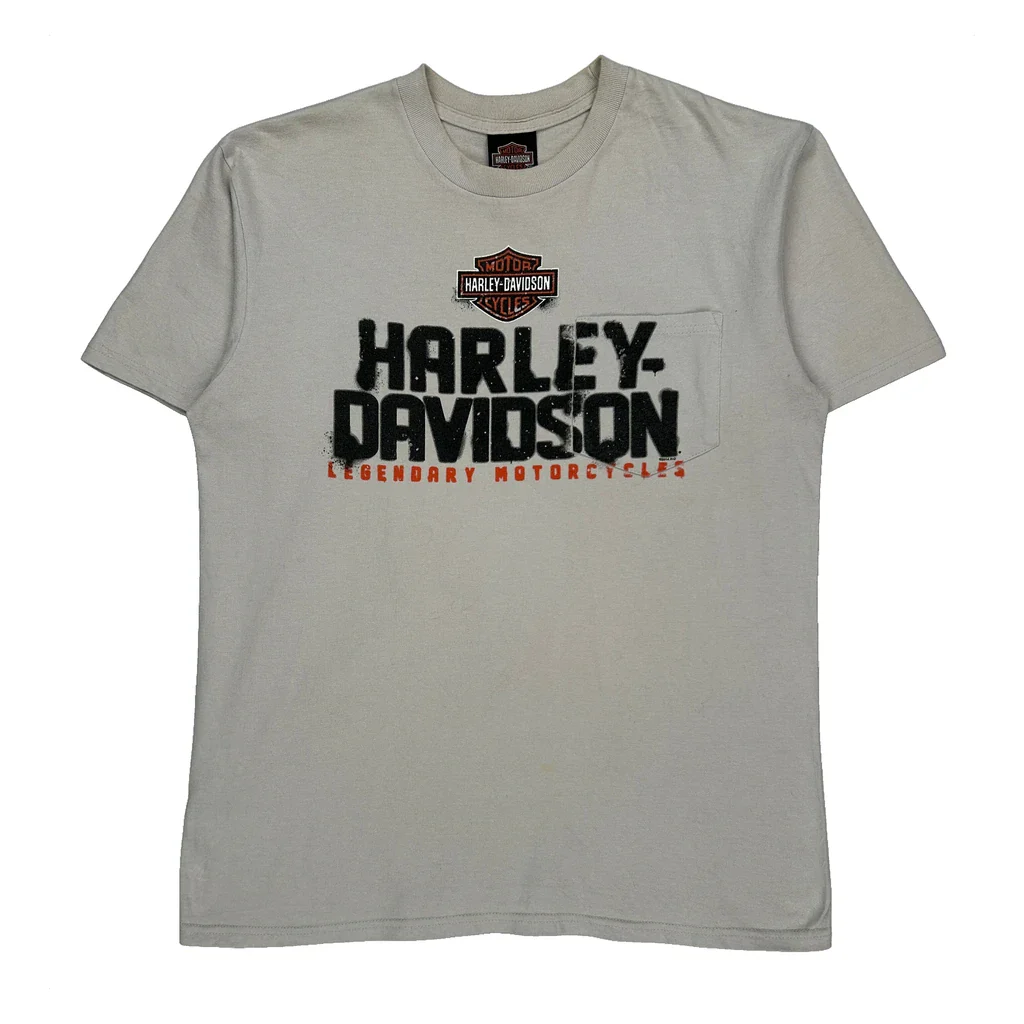 Legendary Motorcycles Harley Davidson Graphic T-Shirt - Large White Cotton