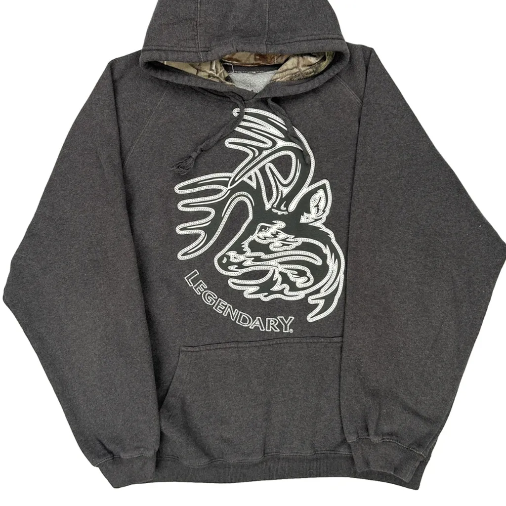 Legendary Whitetails Graphic Camo Hoodie - XL Grey Cotton Blend - Image 4