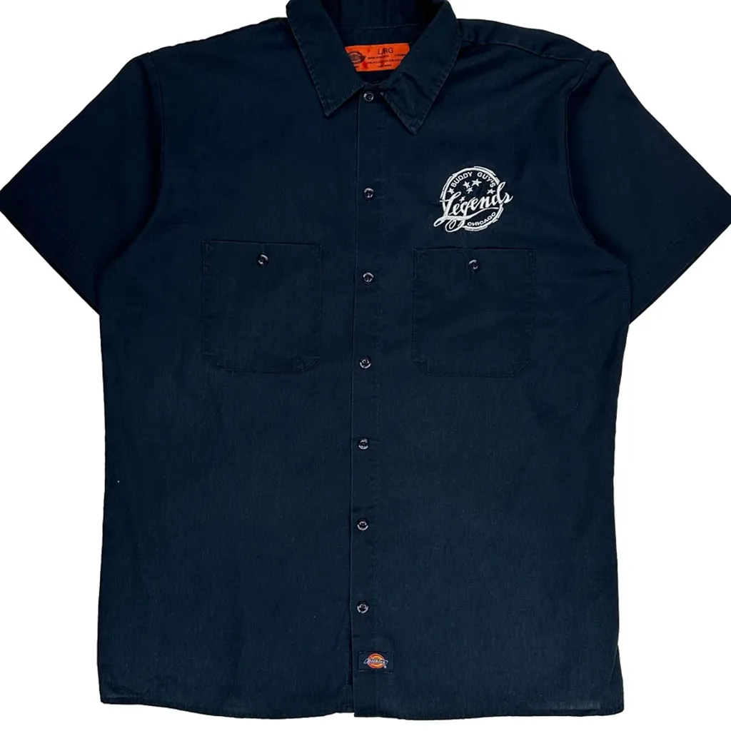 Legends Dickies Short Sleeve Shirt - Large Navy Polyester Blend - Image 4