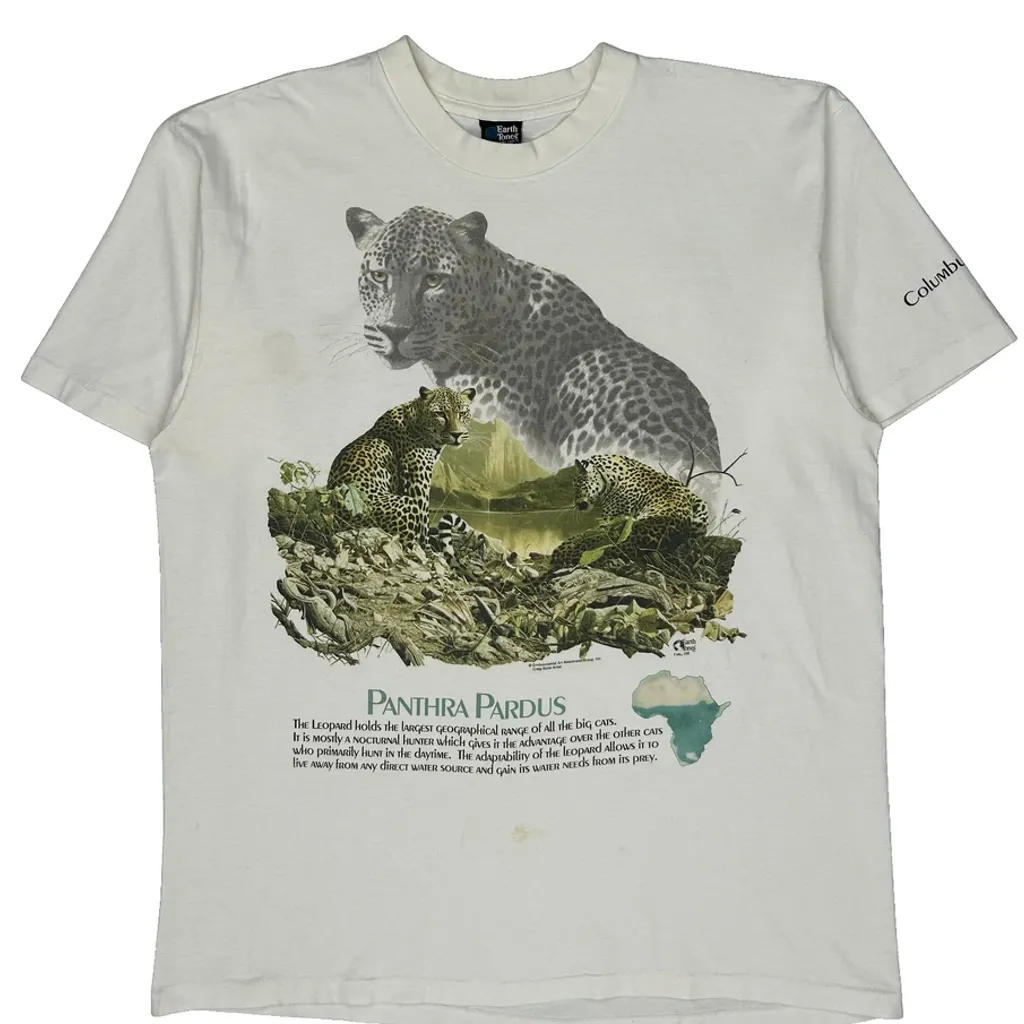 Leopard Earth Tones Graphic T-Shirt - XL White Cotton - Image 4