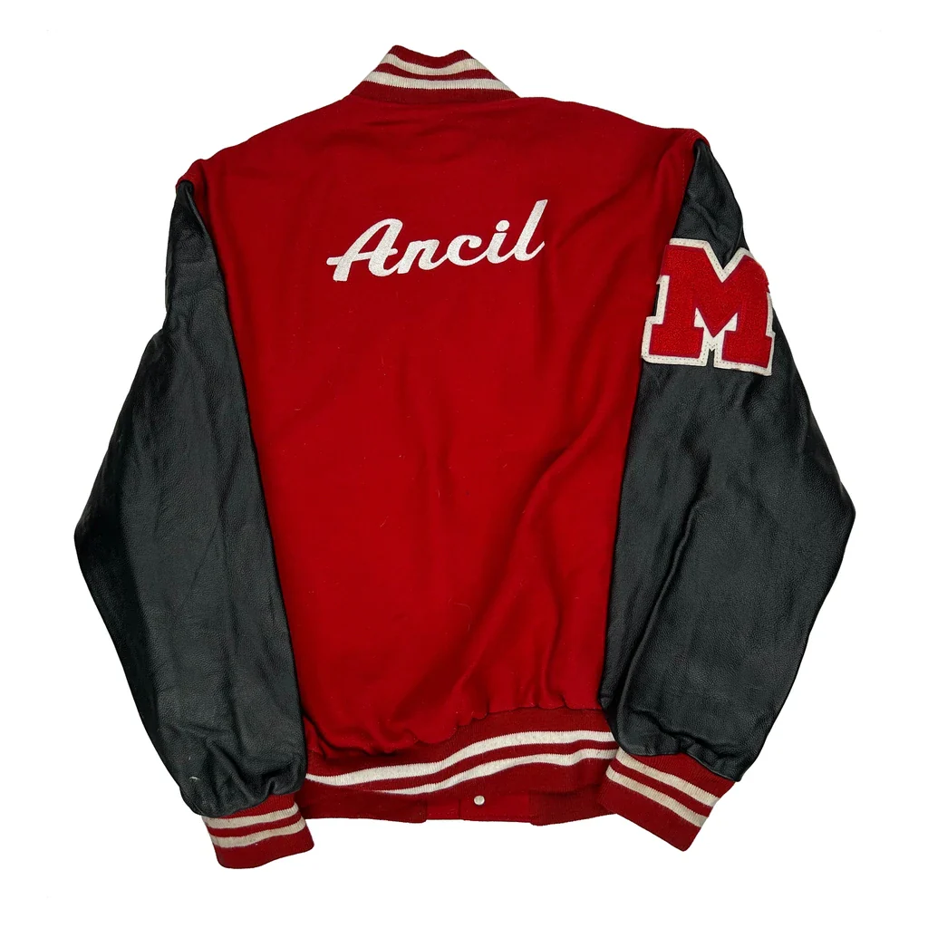 Letter M Holloway Varsity Jacket - XL Red Leather - Image 2