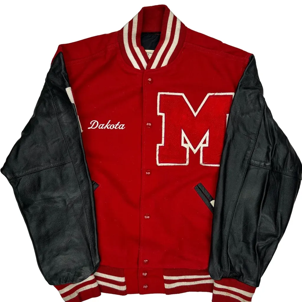 Letter M Holloway Varsity Jacket - XL Red Leather - Image 4